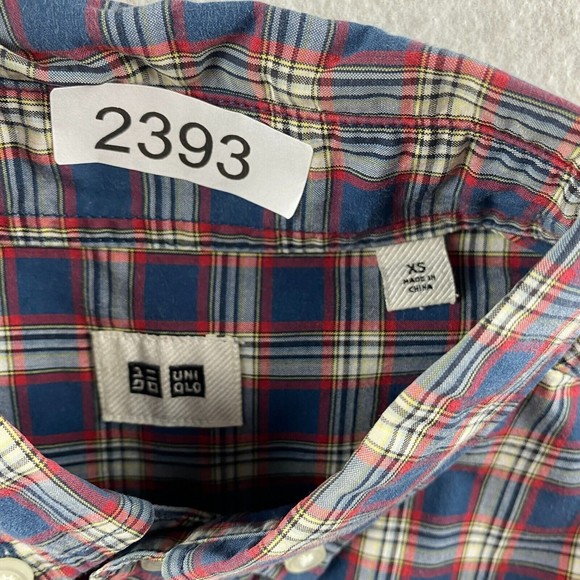 Uniqlo Button-Up Shirt Mens XS X-Small Multicolor Plaid Long Sleeve Pocket - Picture 15 of 15